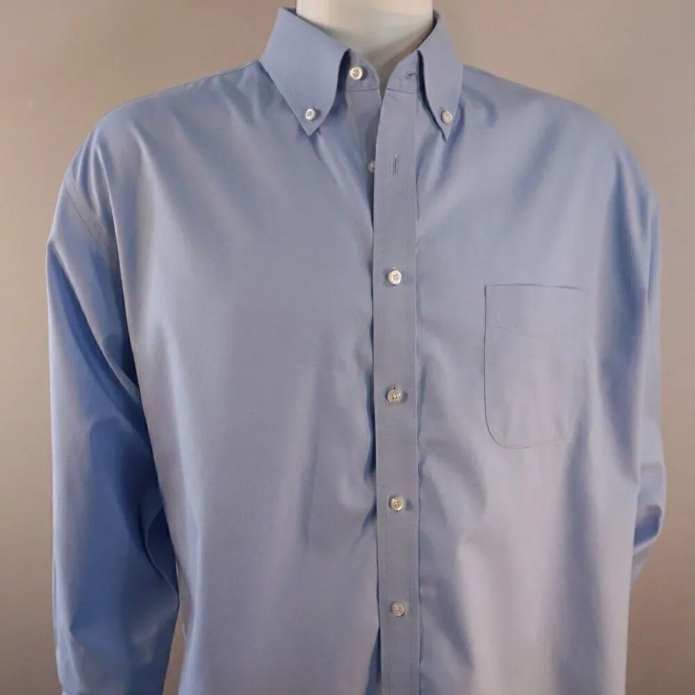 Jos A Bank Traveler Dress Shirt Mens Size 17.5 - 34 Traditional Fit Light Blue